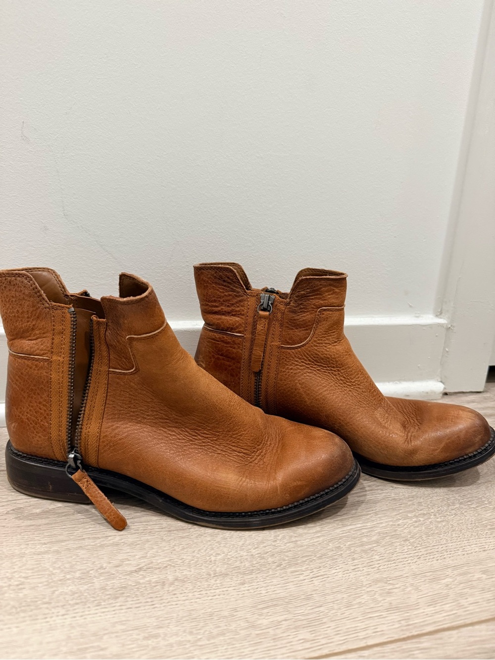Women’s Franco Sarto Cognac Leather Ankle Boots